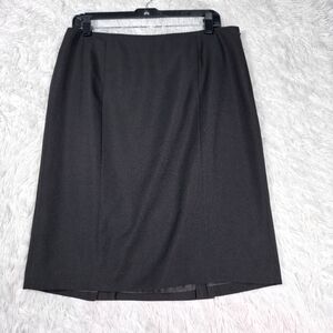 Kasper Classics Women's Pencil Skirt 2 Back Splits Solid Black 10 Petite